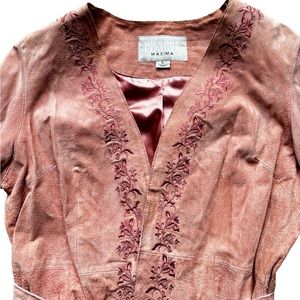Wilson Leather Suede Maxima Pink  Embroidered Jacket